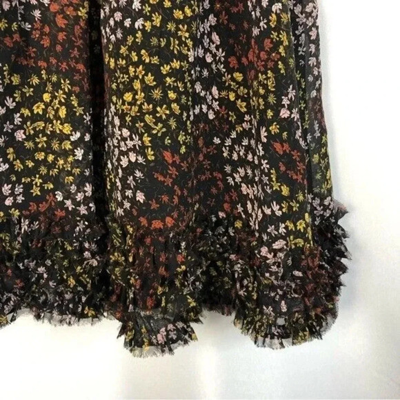 Joie Black Crissy Floral Ruffle Hem Sleeveless Tank Top S - Picture 4 of 5